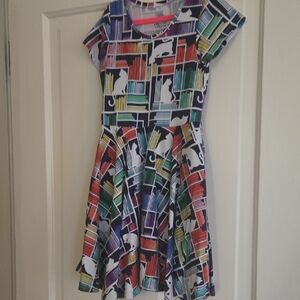 Princess Awesome Colorful Cat Print Kids Dress